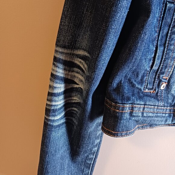 KENSIE Super Cool Distressed Cropped Jean Jacket EUC Sz M - Picture 3 of 8
